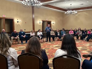 Quality Insights CEO Sven Berg speaking after the end of the debriefing session